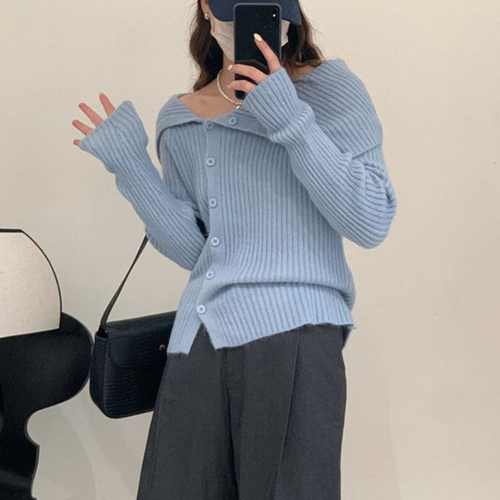 Cardigan pour femmes avec col élégant et détails de boutons Chic & Stil