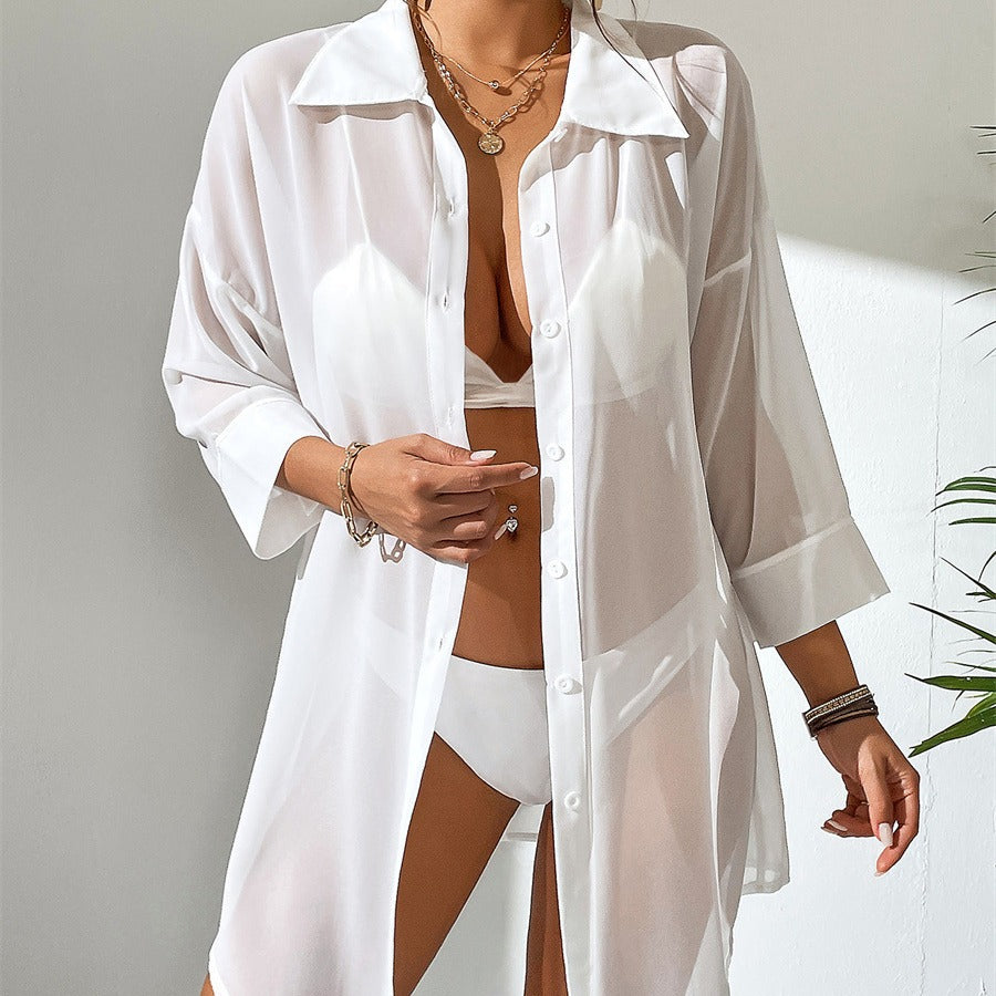 Ladies Long Sheer Bath Blouse Lune London