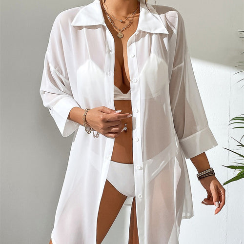 Ladies Long Sheer Bath Blouse Lune London