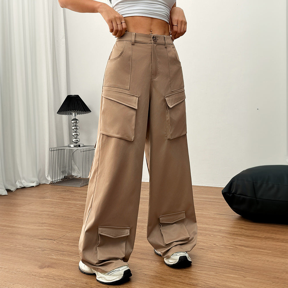 Pantalons cargo larges pour femmes avec poches pratiques et taille élastique Chic & Stil