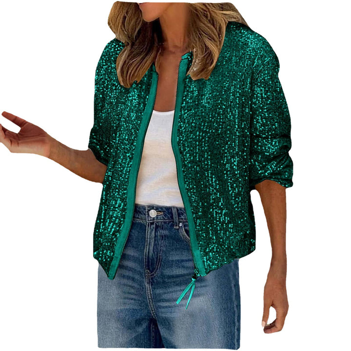 Ladies sparkling bomber jacket with casual fit and pockets Lune London