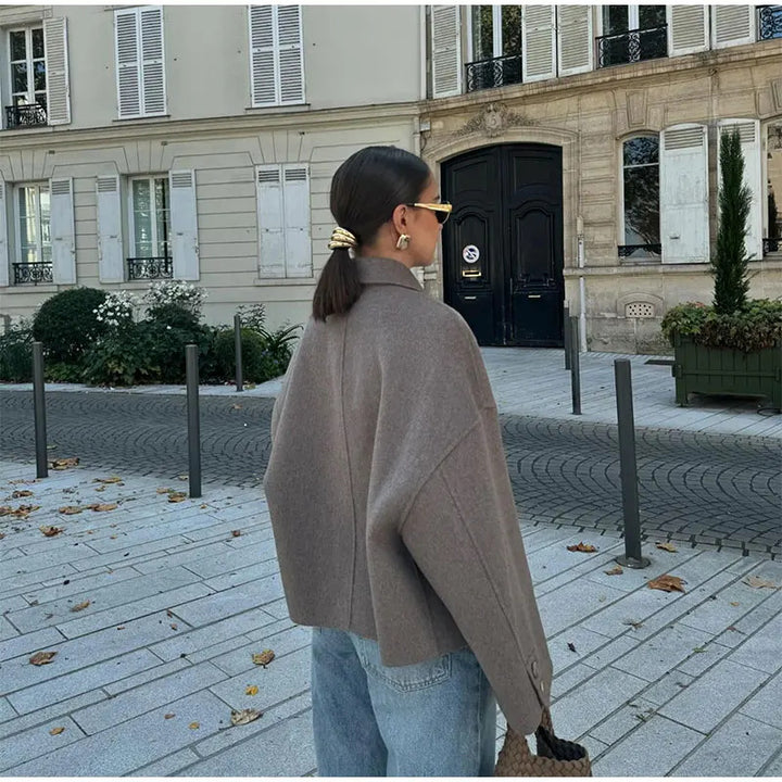 Oversized wool coat for women with button detail Lune London