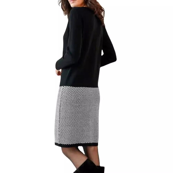 Women's Knitted Dress with Elegant Chevron Pattern Lune London