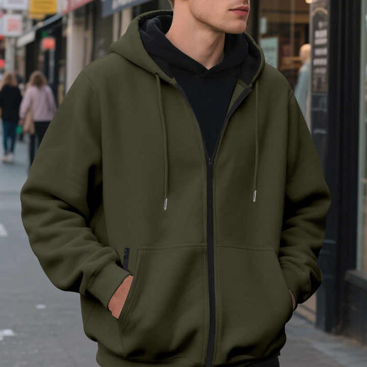 Men's zip hoodie with practical pockets and breathable fleece interior Lune London