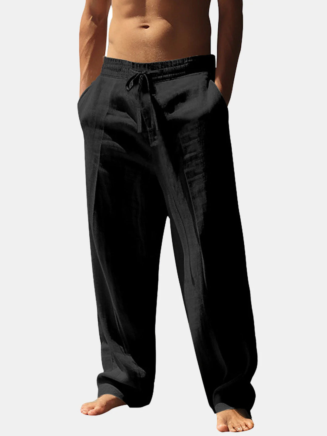 Casual linen pants for men with elastic waistband and side pockets Lune London