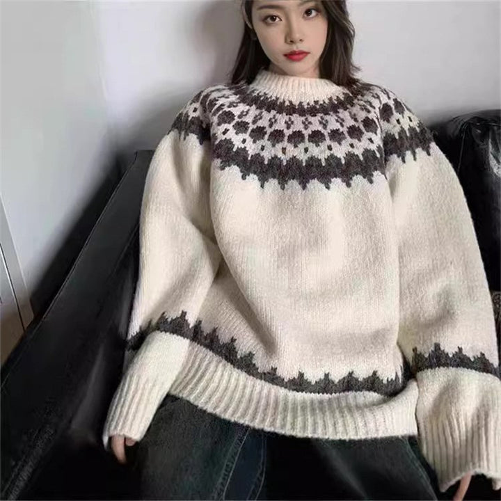 Pull en tricot pour femmes avec motif norvégien Chic & Stil