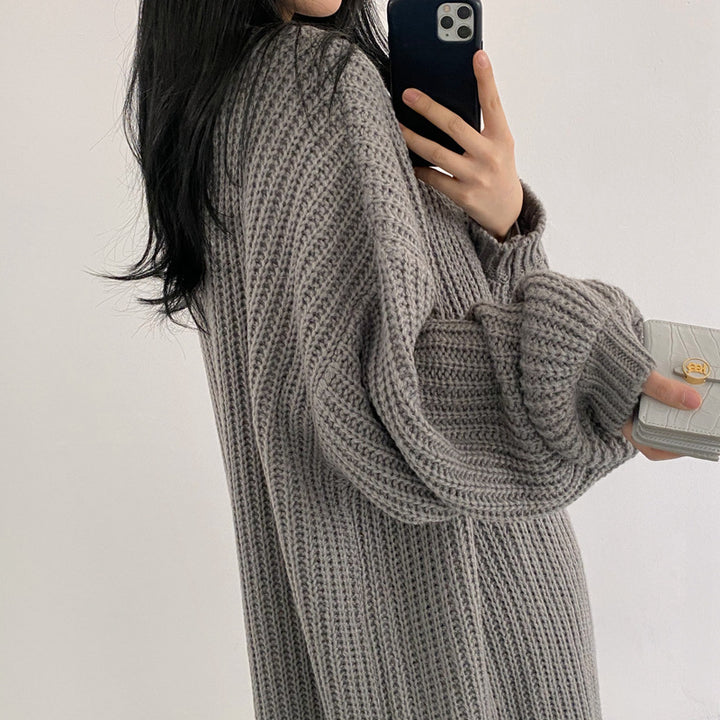 Thick knit cardigan for women with an open cut and comfortable sleeve finishes Lune London