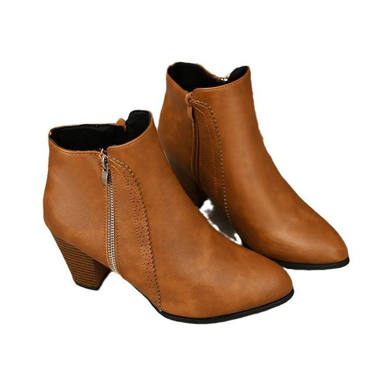 Elegant heeled boots for women with zipper Lune London