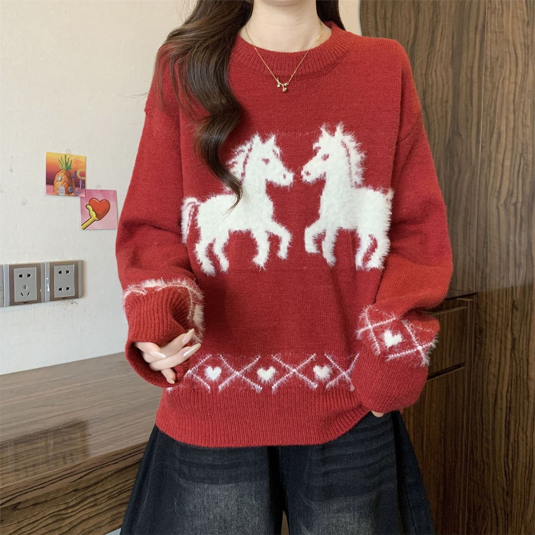 Pull confortable pour femmes avec motif licorne Chic & Stil