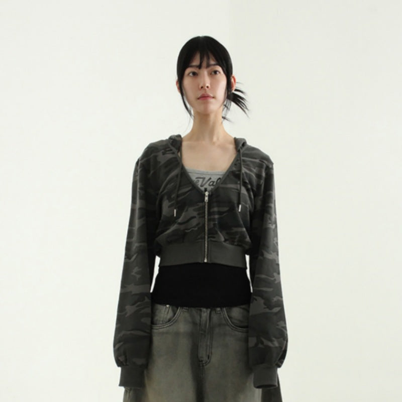 Ladies sporty cropped zip hoodie Chic & Stil