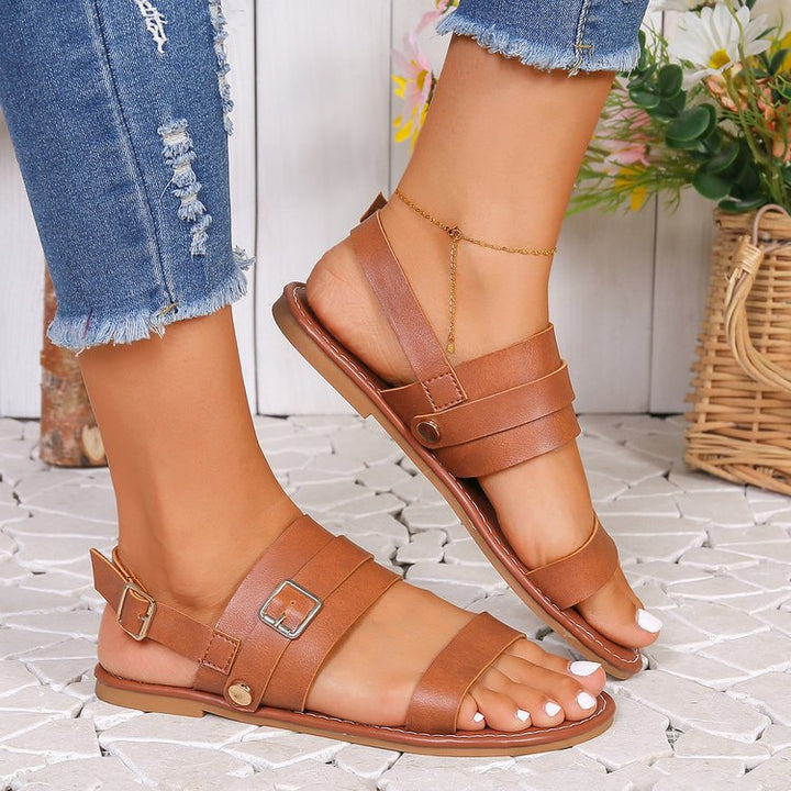 Women’s strappy sandals with adjustable buckle closure and ergonomic sole Lune London