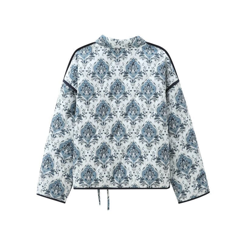 Elegant jacquard jacket for women with tie belt and luxurious pattern Lune London