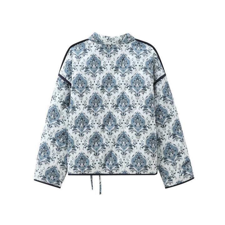 Elegant jacquard jacket for women with tie belt and luxurious pattern Lune London