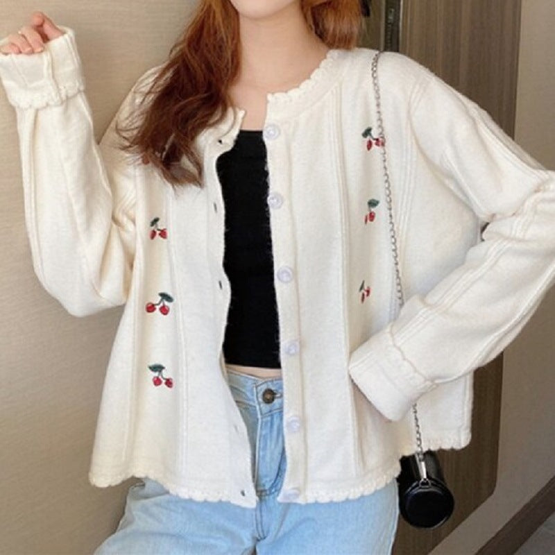 Cardigan for women with floral pattern and button closure Lune London