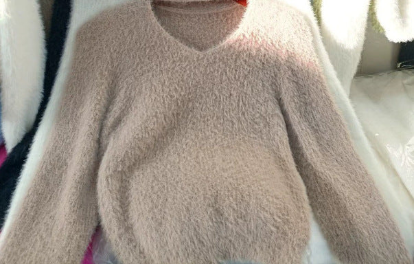 V-neck sweater with high collar for women soft Lune London