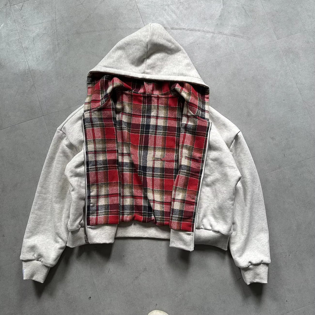 Veste à capuche femme avec doublure à carreaux et fermeture éclair pratique Chic & Stil
