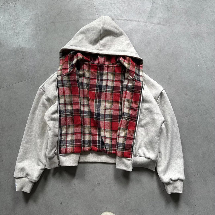 Veste à capuche femme avec doublure à carreaux et fermeture éclair pratique Chic & Stil