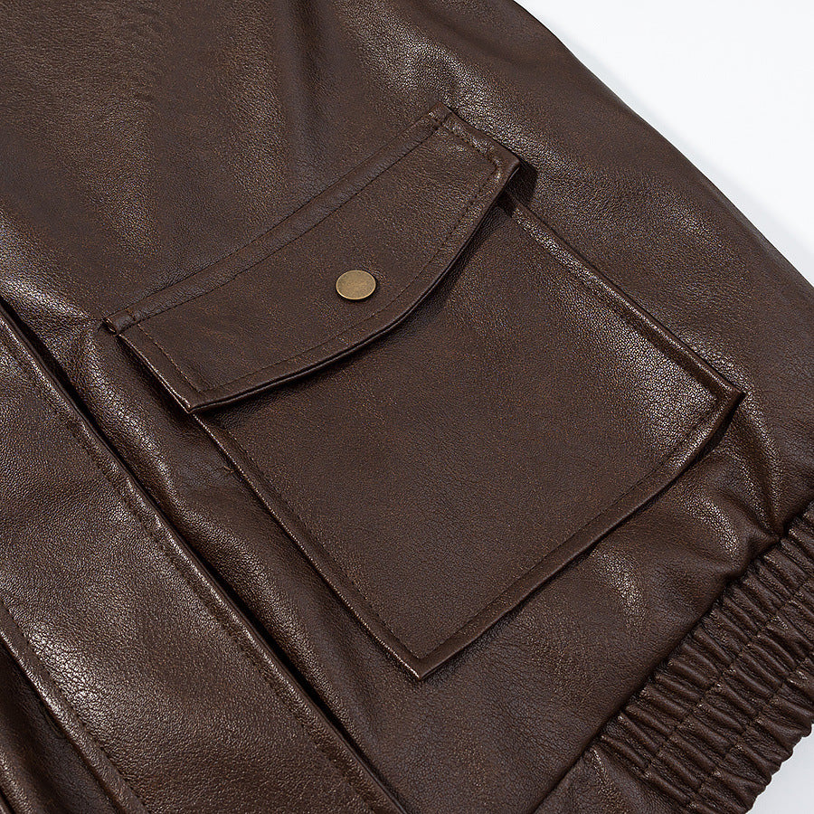 Faux leather jacket for women with flap pockets and high collar Lune London