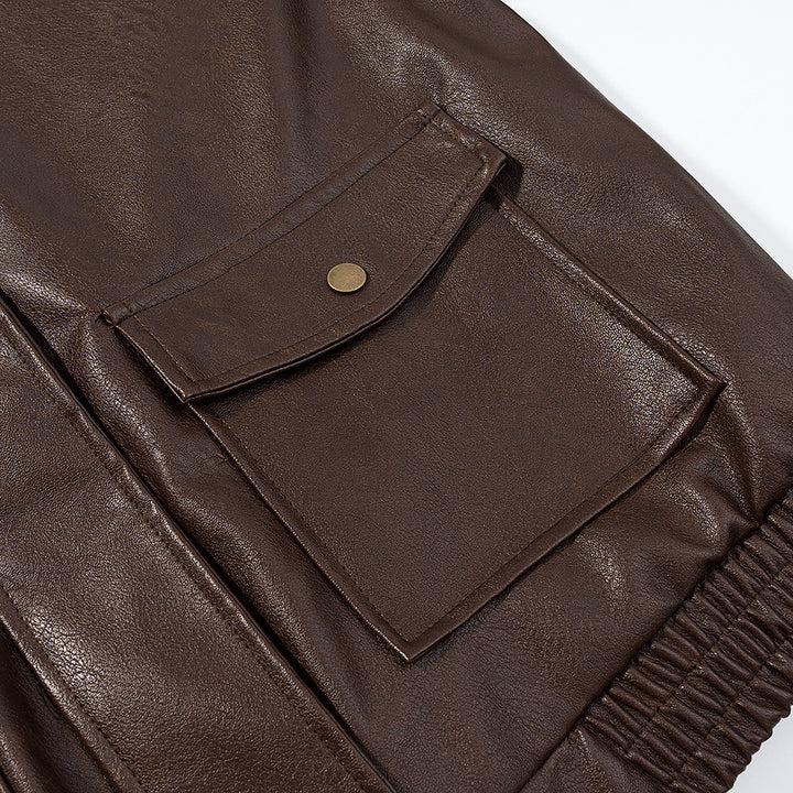 Faux leather jacket for women with flap pockets and high collar Lune London