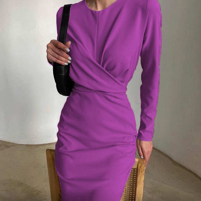 Women Elegant wrap dress with long sleeves and fluid cut Lune London