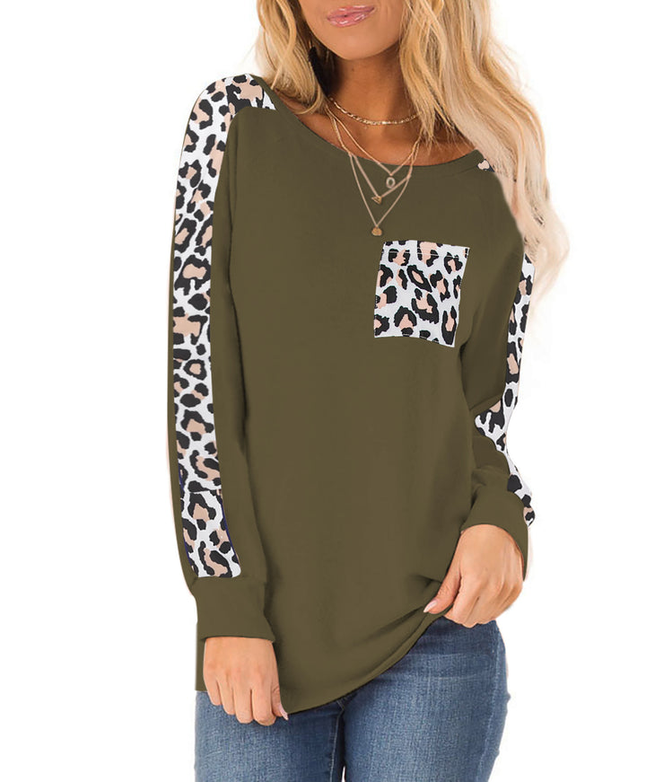Women’s trendy long sleeve T-shirt with leopard appliqués Lune London