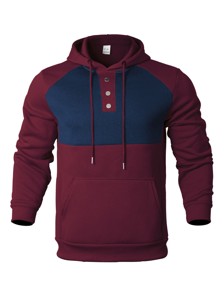 Men's stylish hoodie with contrasting color zone and practical button details Lune London