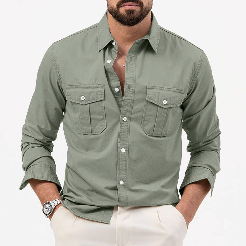 Long sleeve shirt for men with two chest pockets and modern fit Lune London