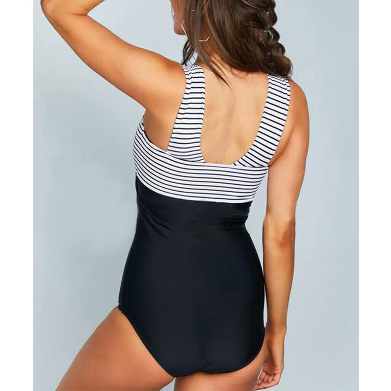Lune London striped halter neck swimsuit for women