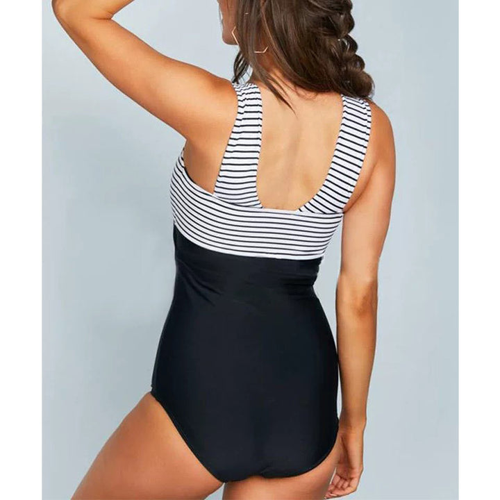 Lune London striped halter neck swimsuit for women