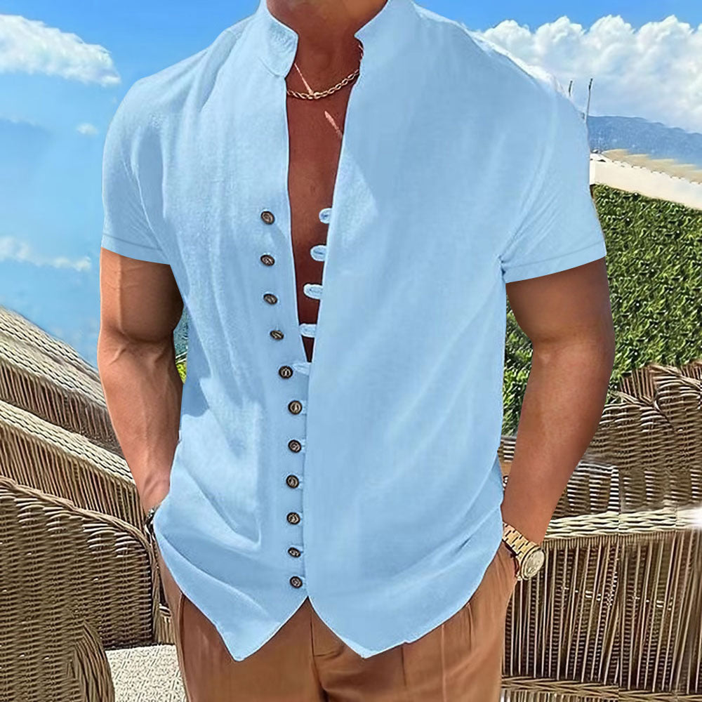 Short sleeve shirt for men with button placket Lune London