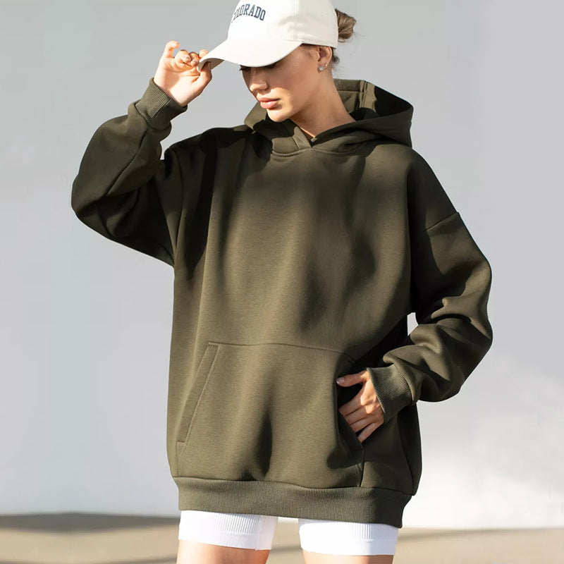Ladies oversized hoodie with a practical kangaroo pocket design Lune London