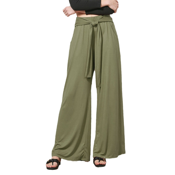 Loose jersey pants for women with a tie belt and high waist Lune London