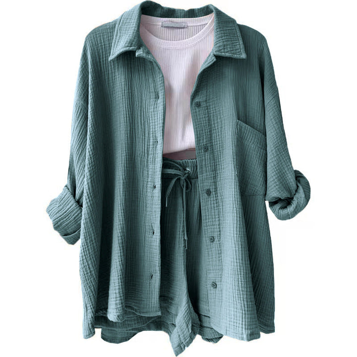 Women Casual Comfort Set Made of Shorts and Oversized Shirt Lune London