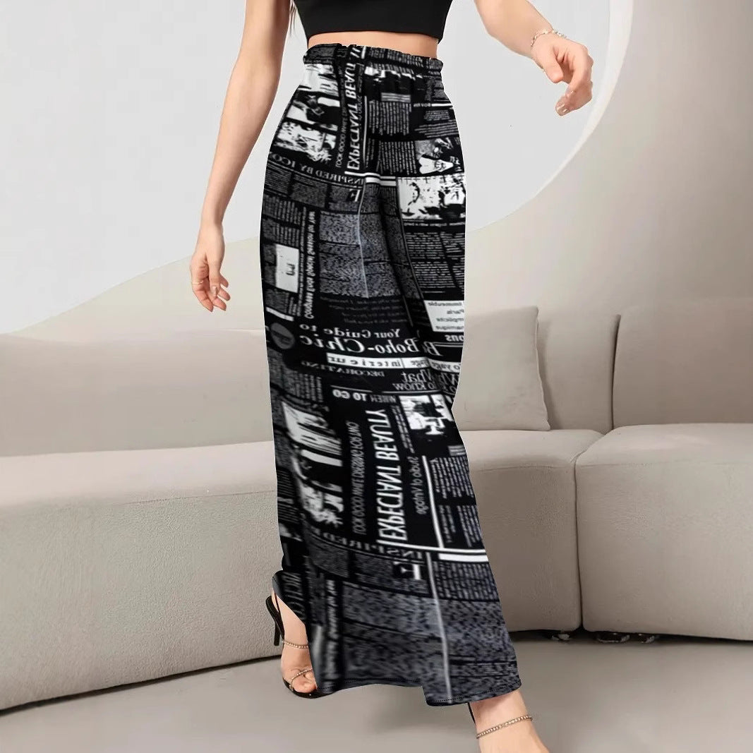 Ladies Long Pleated Skirt with Trendy Fashion Print from Lune London