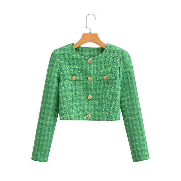 Veste courte en boucle pour femmes avec un élégant motif à carreaux Chic & Stil