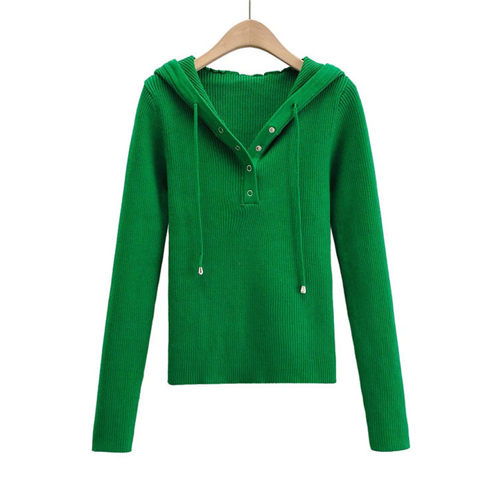 Casual knit sweater for women with hood and buttons Lune London