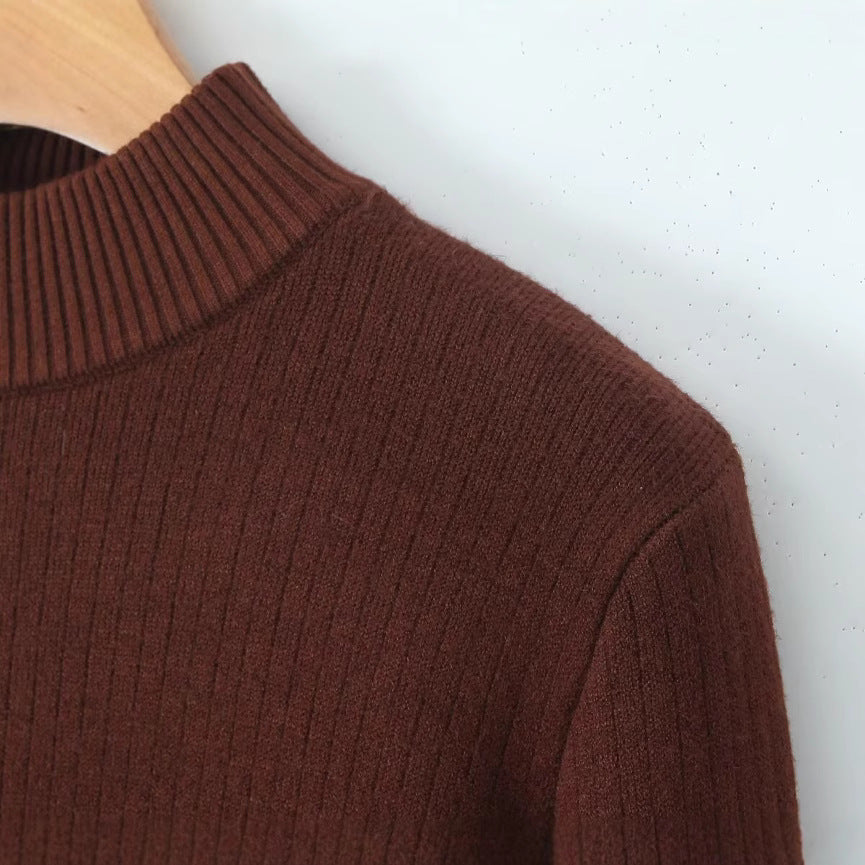 Pull en maille fine pour femmes avec col montant Chic & Stil