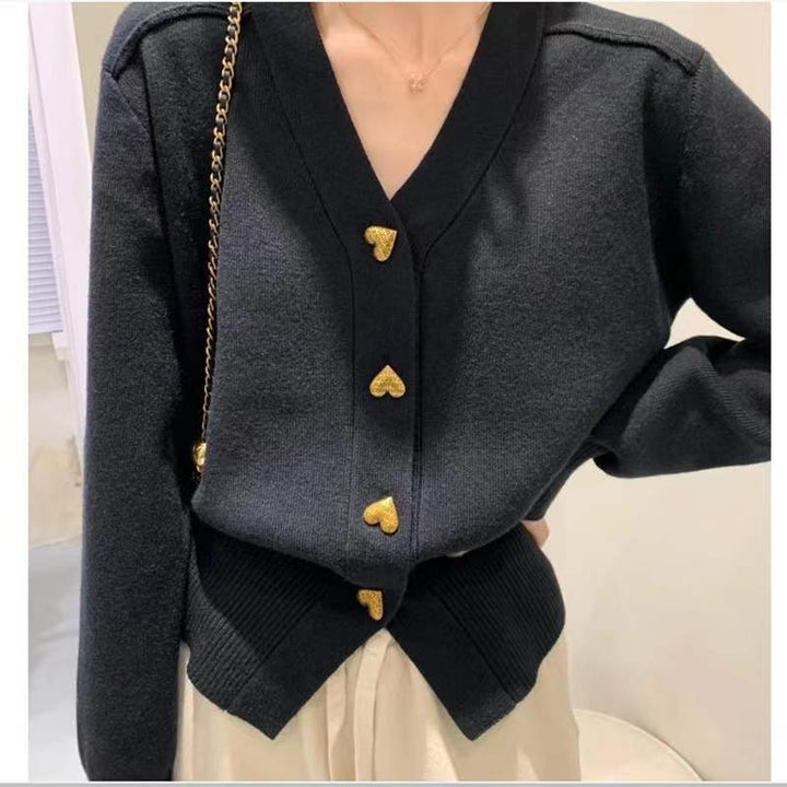 Ladies Elegant Knit Vest with Decorative Button Details and Chic V Neck