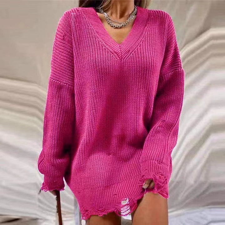 Lune London Women's Casual V Neck Knitted Sweater