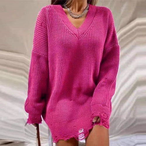 Lune London Women's Casual V Neck Knitted Sweater
