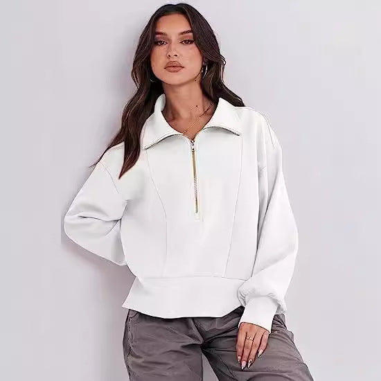 Casual sweater for women with high collar and zipper Lune London