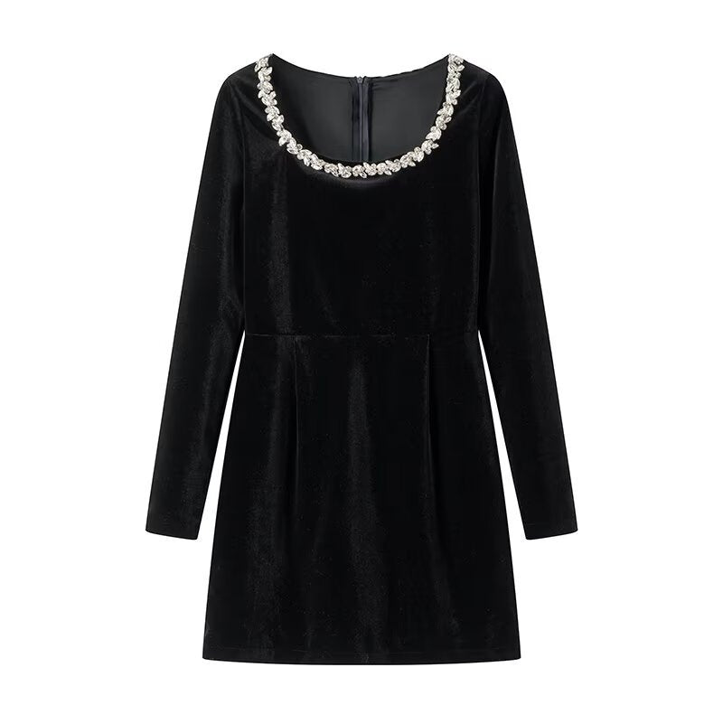 Elegant crystal neckline mini party dress for ladies Lune London