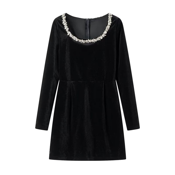 Elegant crystal neckline mini party dress for ladies Lune London