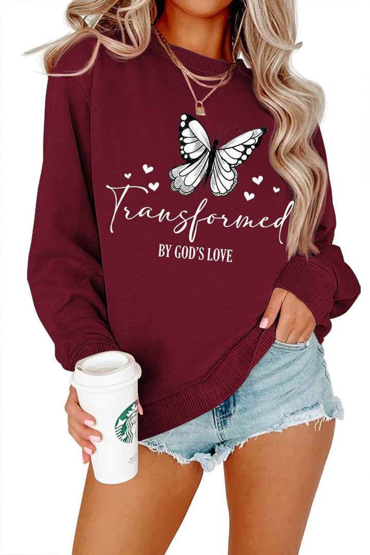 Sweatshirt pour femmes avec motif de papillon artistique et slogan inspirant Chic & Stil