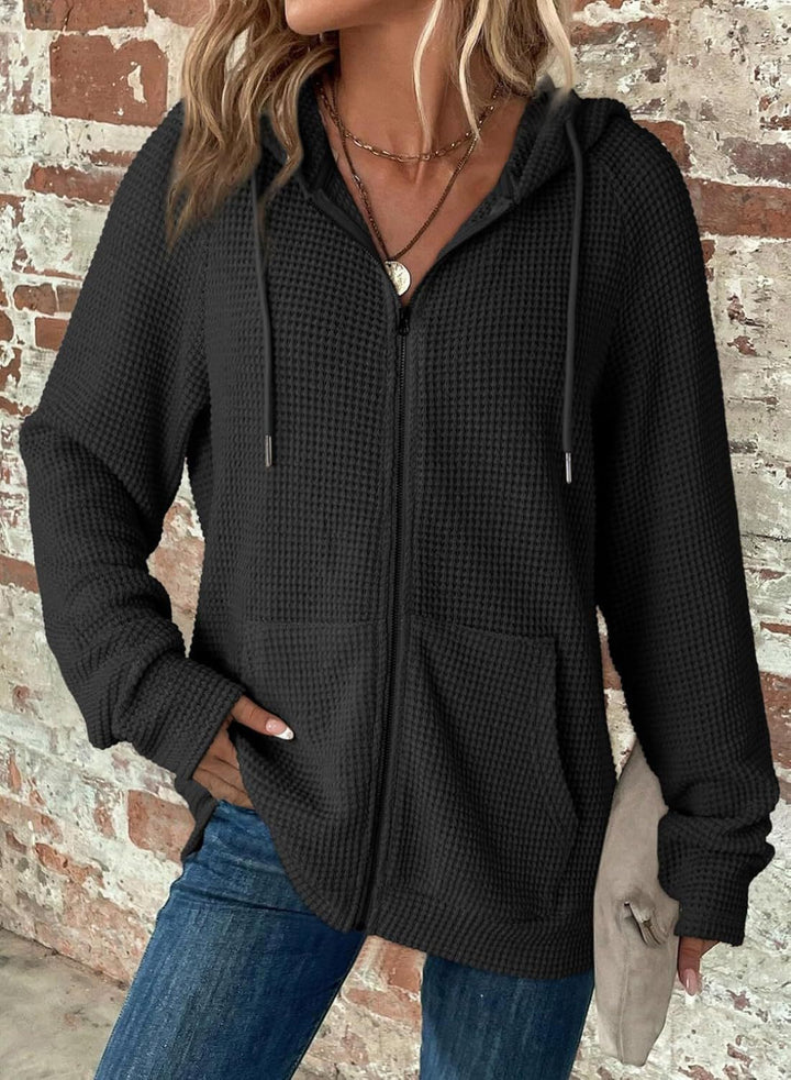 Casual hoodie for women with structured embossed pattern and practical pockets Lune London