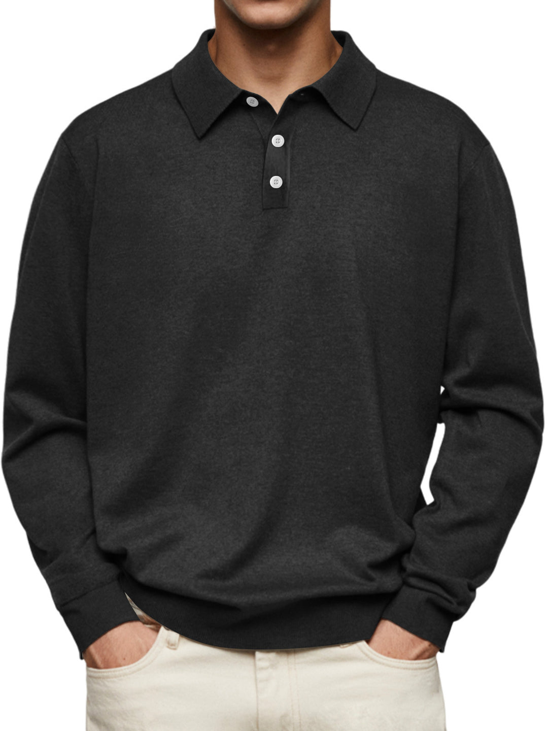 Men's long sleeve polo in soft cotton blend Lune London