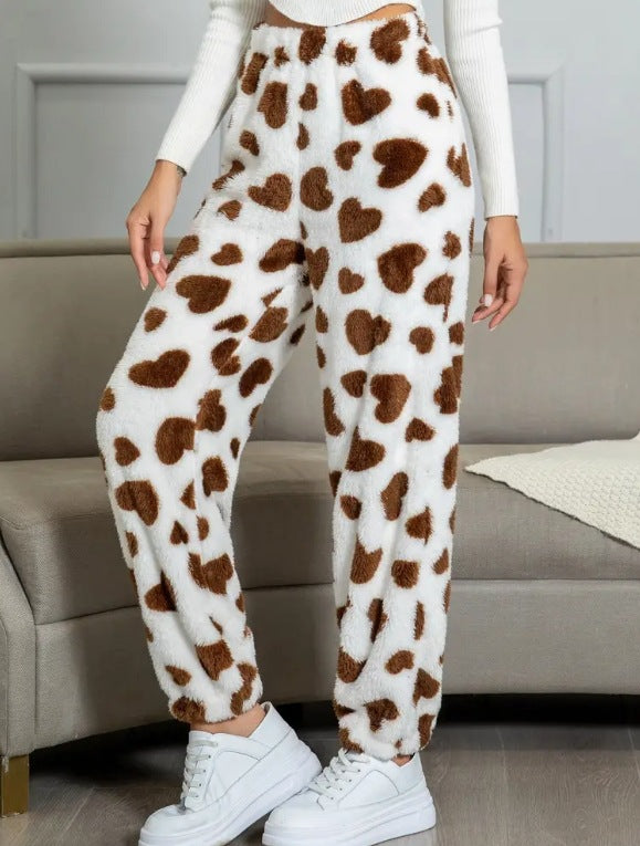 Soft leisure pants for women with a unique cow pattern Lune London