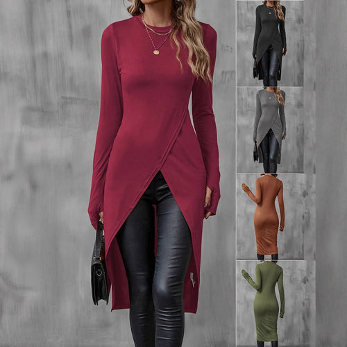 Asymmetrical long t-shirt for women with an elegant draped effect Lune London