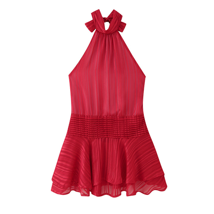 Lady Top with backless design, ruffled hem, and elastic waist Lune London