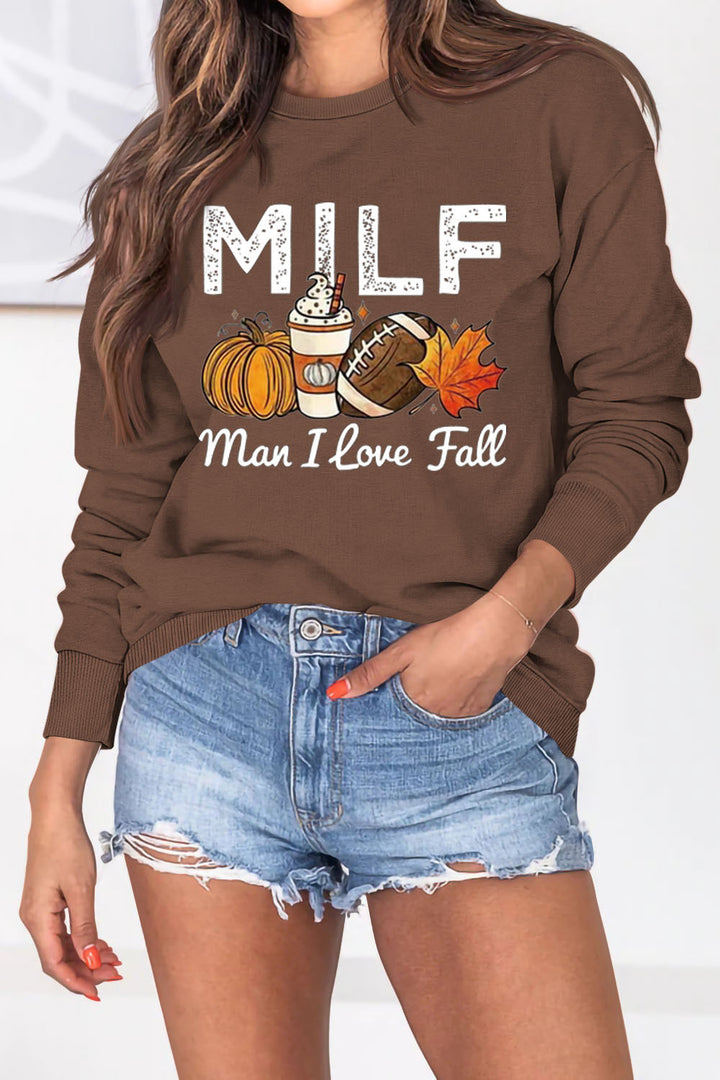 Sweatshirt pour femmes avec motif essence automnale et lettrage inspirant Chic & Stil